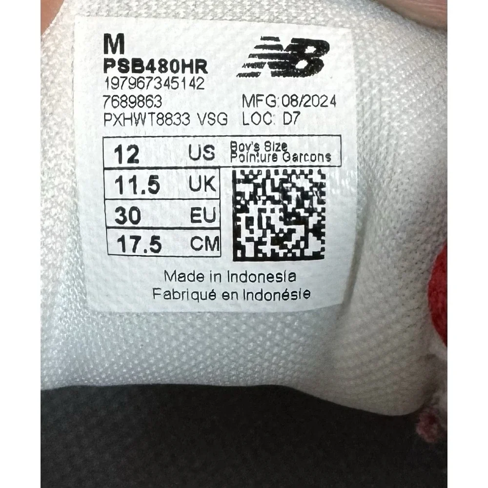 New Balance 480  Kids Sz 12 Shoes Red White Athletic Low Top Sneaker